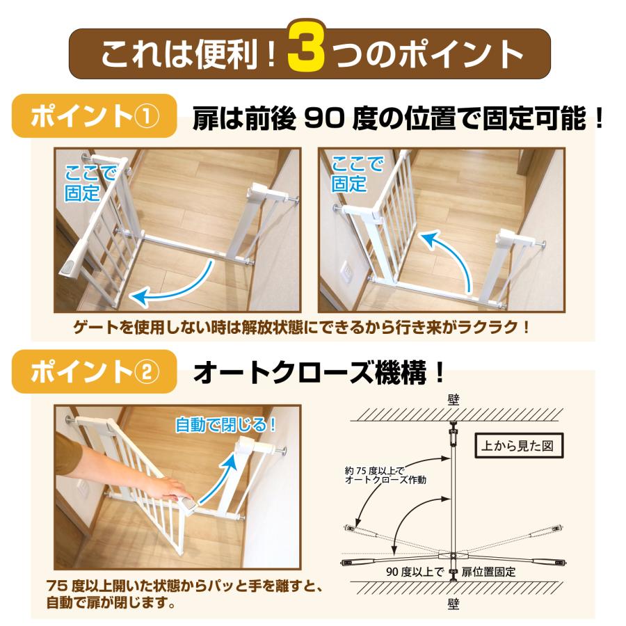 突っ張りペットゲート 扉付き 高さ65cm 幅67〜81cm 低め オート