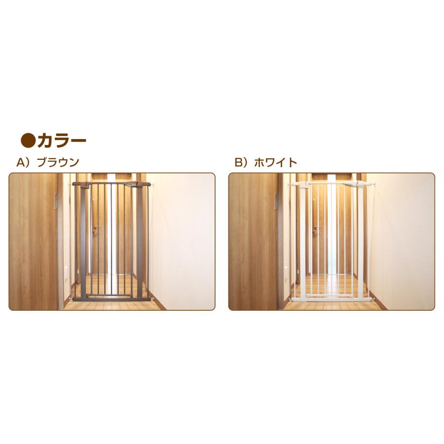 突っ張りペットゲート 扉付き 高さ120cm 幅約67〜 81cm 穴あけ不要 オートクローズ 小型犬用 侵入 脱走 いたずら 防止 ブラウン ホワイト OMD-PG6212T |  | 06