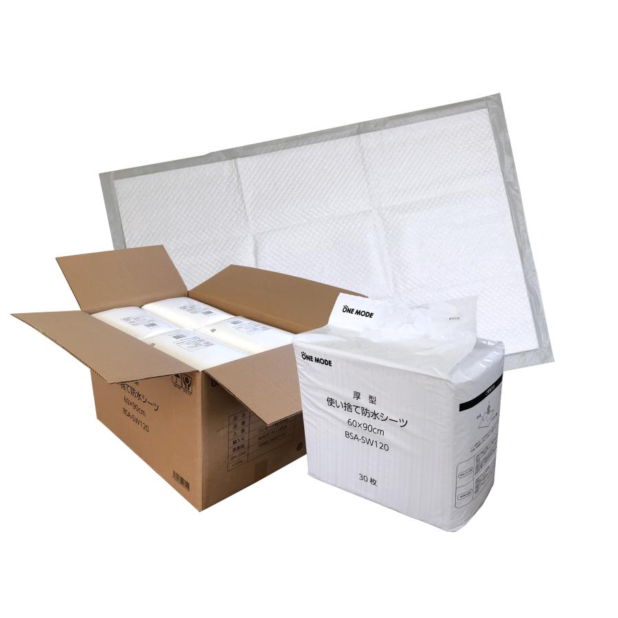 ワンモード 使い捨て吸水・防水シーツ BSA-SW120 厚型 60×90cm 120枚 （介護用 業務用 吸水 防水 保育 ペット） | 
