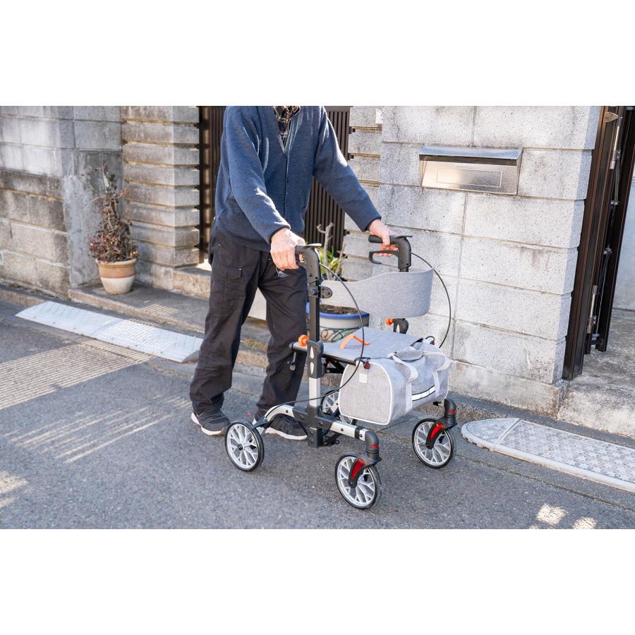 【商品入れ替えの為30% OFF】 ワンモード折りたたみ歩行車 アルミフレーム 軽量コンパクト収納 約9.2kg 座れる介護用 高齢者用 屋外 RE463L |  | 06