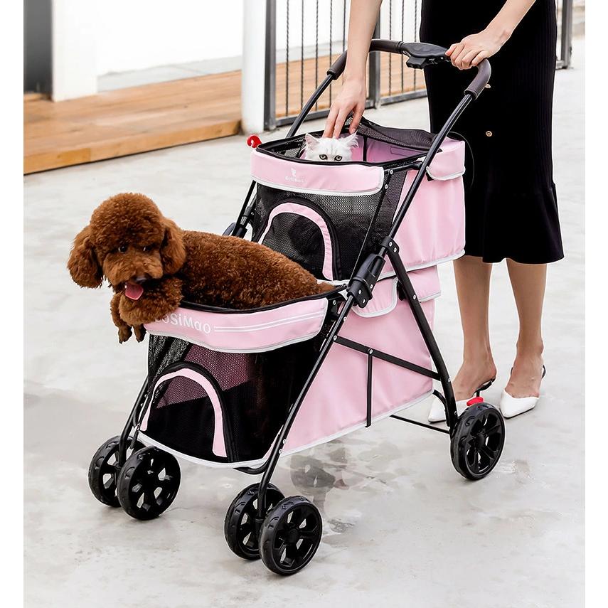 BOSIMAO ペットカート 黄色 メッシュ窓付き