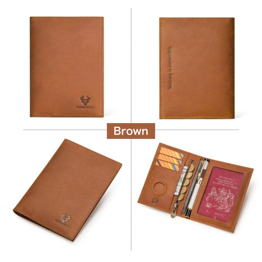 パスポートケース スキミング防止 本革 エアタグ収納 小銭入れ付き RFID 紛失防止 メンズ レディース |  | 03