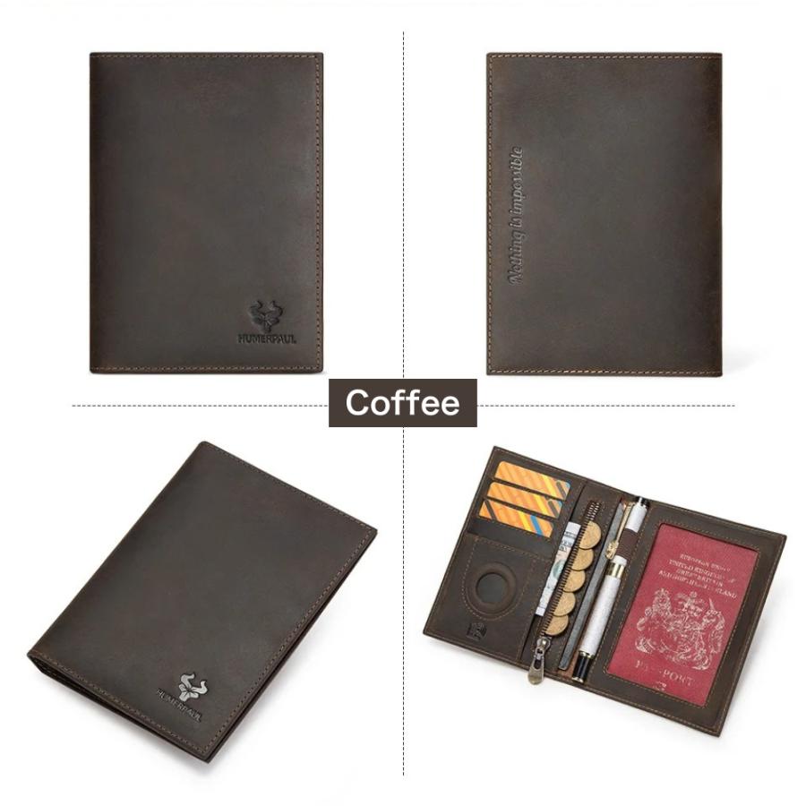 パスポートケース スキミング防止 本革 エアタグ収納 小銭入れ付き RFID 紛失防止 メンズ レディース |  | 02