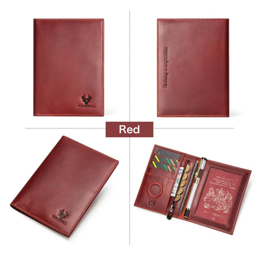 パスポートケース スキミング防止 本革 エアタグ収納 小銭入れ付き RFID 紛失防止 メンズ レディース |  | 05