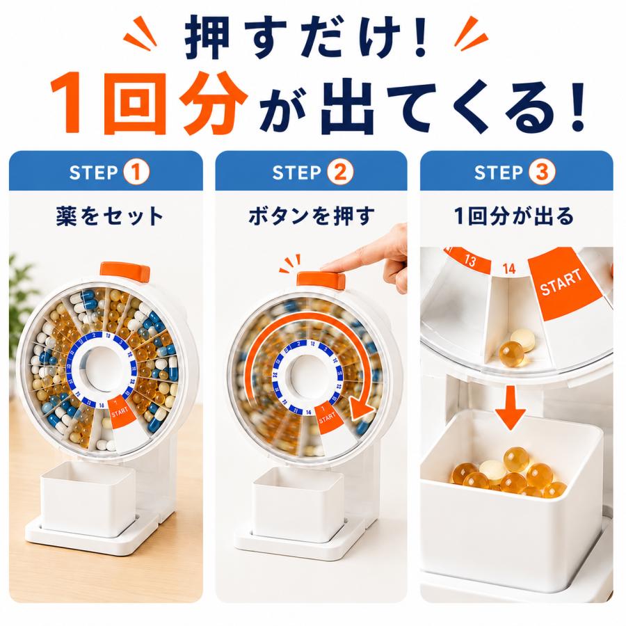 薬ケース 14日分 薬入れ 回転式 薬管理ケース ピルケース 大容量 壁掛け 卓上 スタンド付き 飲み忘れ防止 サプリケース 高齢者 介護 |  | 07