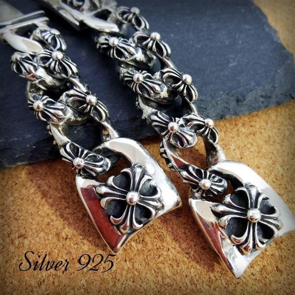 シルバー 925 フローラル クロス ウォッチ ブレスレット 腕時計 メンズ