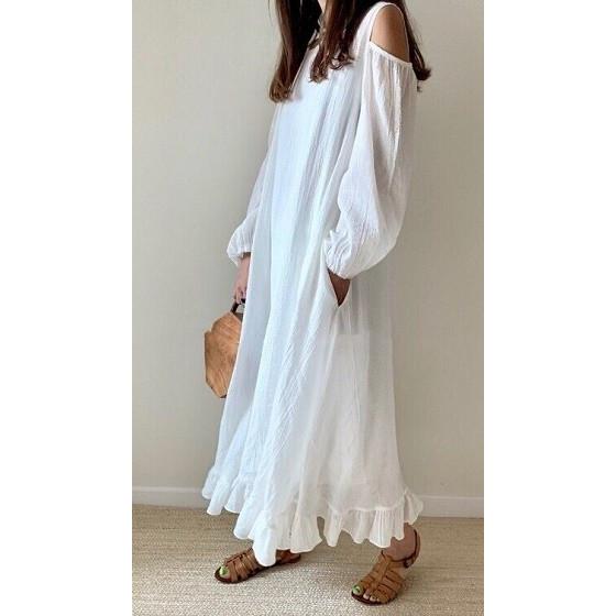 ロングワンピース 春 白ワンピース マキシ丈 リゾートファッション ラフスタイル 19年春夏新作 レディース Jm5143 オープニング 大放出セール