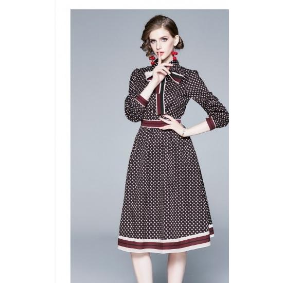 ロングワンピース ワンピ 韓国 コーデ きれいめ 冬 秋冬 秋 40代 30代 フォーマル 上品 おしゃれ きれいめ オフィス 大人 大きいサイズ Aライン 演奏会 ドット柄 De ワンピの里 通販 Yahoo ショッピング
