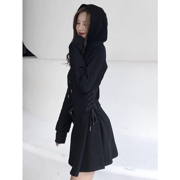 春新作 韓国 ワンピース ドレス 激安 黒ワンピースドレス 春服 ワンピース ショート パーカー フード付き タイト フレア Jm3037 Jm3037 ワンピの里 通販 Yahoo ショッピング