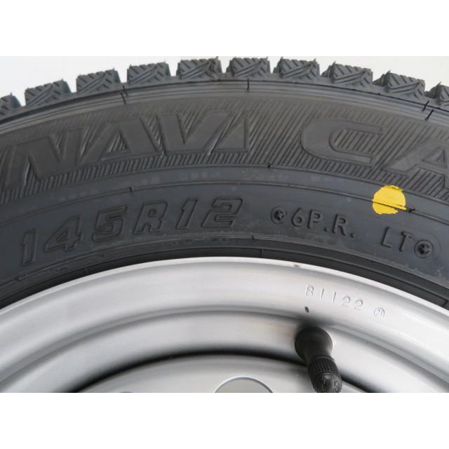新品タイヤ 中古鉄ホイールセット 145R12 6PR 12インチ 4.00B 4H 100 冬 ダイハツ純正 送料無料(沖縄、離島除く)a12398|onepiecetire|08
