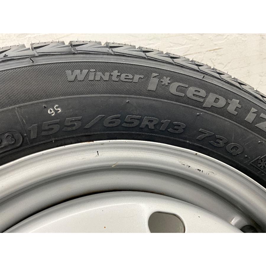 新品タイヤ 中古鉄ホイールセット 155/65R13 73Q  13インチ 13×4B 12HM PCD100/110/114.3 ハンコック  冬 ルークス  d541｜onepiecetire｜08