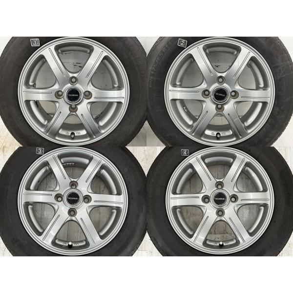 BRIDGESTONEタイヤ14インチ ホイール付き×4本セット 4穴 中古美 BRIDGESTONEタイヤ14インチ ホイール付き×4本セット 4穴 中古美