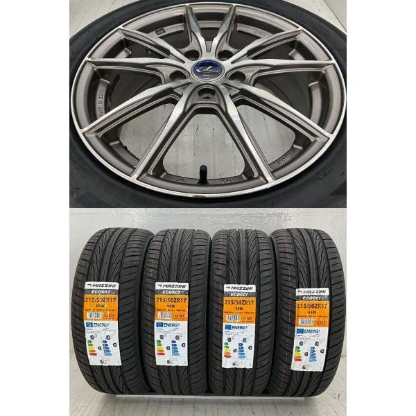 新品タイヤ 中古ホイールセット 215/50R17 95W 17インチ 17×7J +55 5穴 