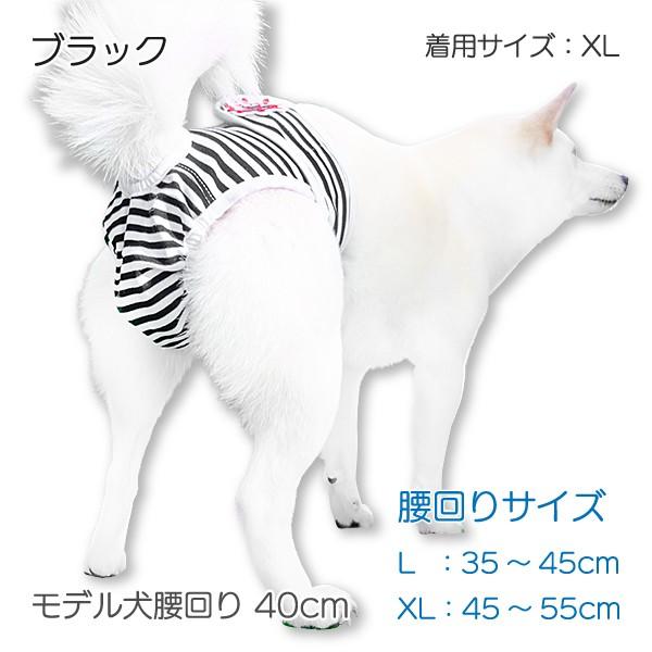 アウトレット 20%OFF 訳あり商品 犬 マナーウェア 犬用品 メス マナーパンツ 柴犬 中型犬 生理 サニタリーパンツ ボーダーマナーパンツ｜onepo｜07