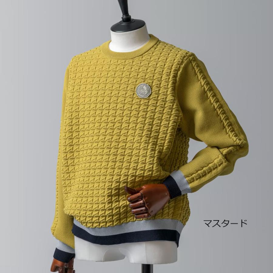 現行販売品　MOCO ゴルフウェア　ウーリーポリエステル長袖クルーネックセーター MOCO（モコ） メンズ ゴルフ ウーリーポリエステル 長袖クルーネック