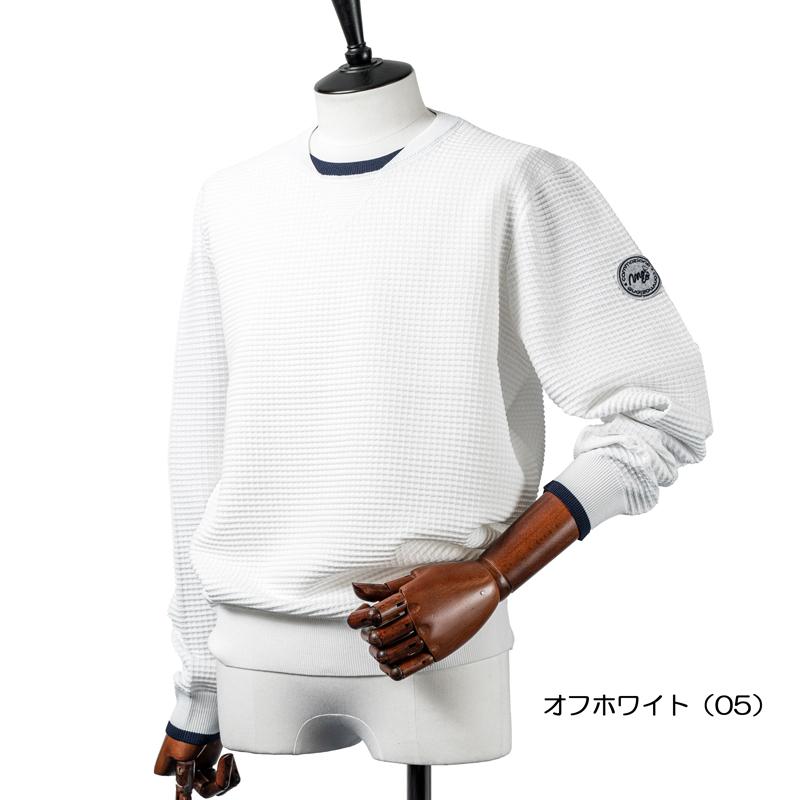 現行販売品　MOCO ゴルフウェア　ウーリーポリエステル長袖クルーネックセーター MOCO モコ メンズ ゴルフ ウーリーポリエステル 長袖クルーネック