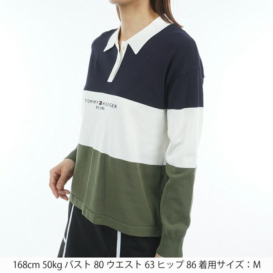 トミーヒルフィガー TOMMY HILFIGER レディース ゴルフ  ラガー長袖 ニットシャツ THLA553 | TOMMY HILFIGER | 01
