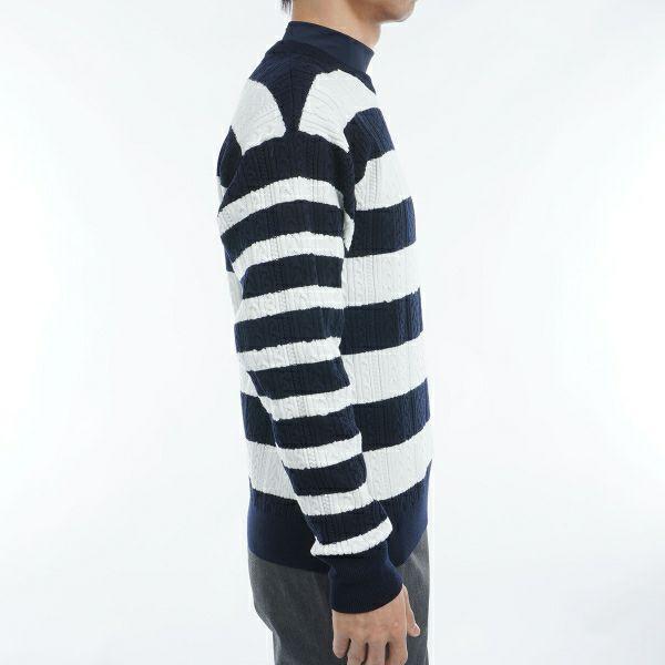トミーヒルフィガーゴルフ   GOLF ゴルフウェア セーター メンズ ケーブルボーダークルーネックセーター THMA485 TOMMY HILFIGER（トミー・ヒルフィガー） メンズ ゴルフ ケーブル