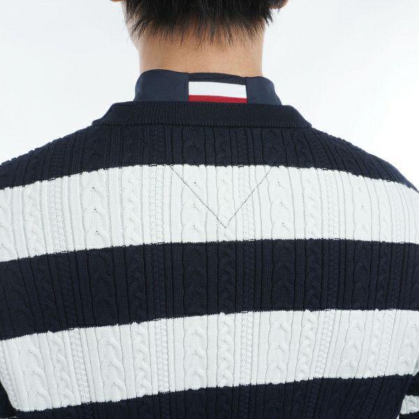 トミーヒルフィガーゴルフ   GOLF ゴルフウェア セーター メンズ ケーブルボーダークルーネックセーター THMA485 TOMMY HILFIGER（トミー・ヒルフィガー） メンズ ゴルフ ケーブル