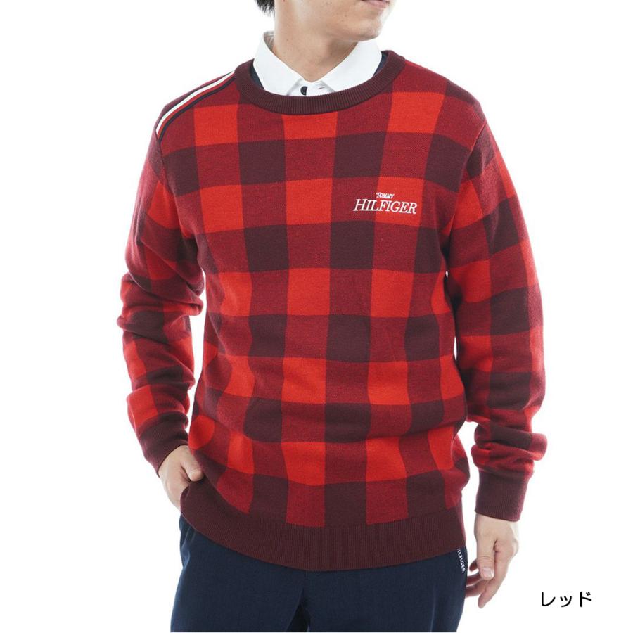 トミーヒルフィガー TOMMY HILFIGER メンズ チェックジャガード クルーネックニット THMA571 | TOMMY HILFIGER