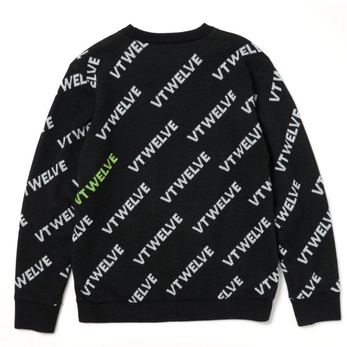V12 ヴィトゥエルブ メンズ ERROR VET KNIT V12 ヴィトゥエルブ V12 ゴルフ メンズ ERROR VET KNIT 総柄ニット