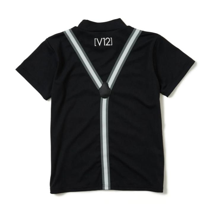 美品]【V12/L】サスペンダー風半袖モックネックシャツポロシャツ