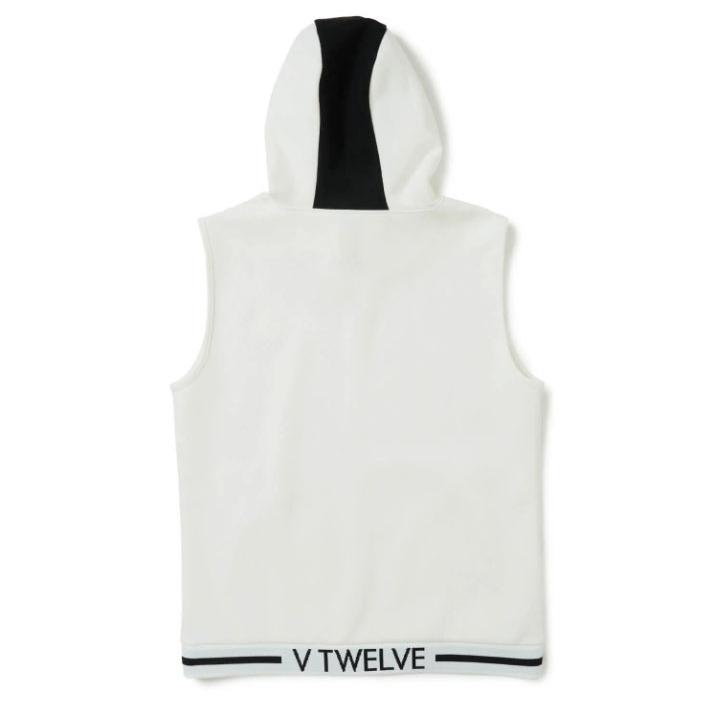 V12 フード付きアイボリーベスト サイズ1 V12（ヴィ・トゥエルヴ） ヴイトゥエルヴ ゴルフ メンズ LINE HOODIE