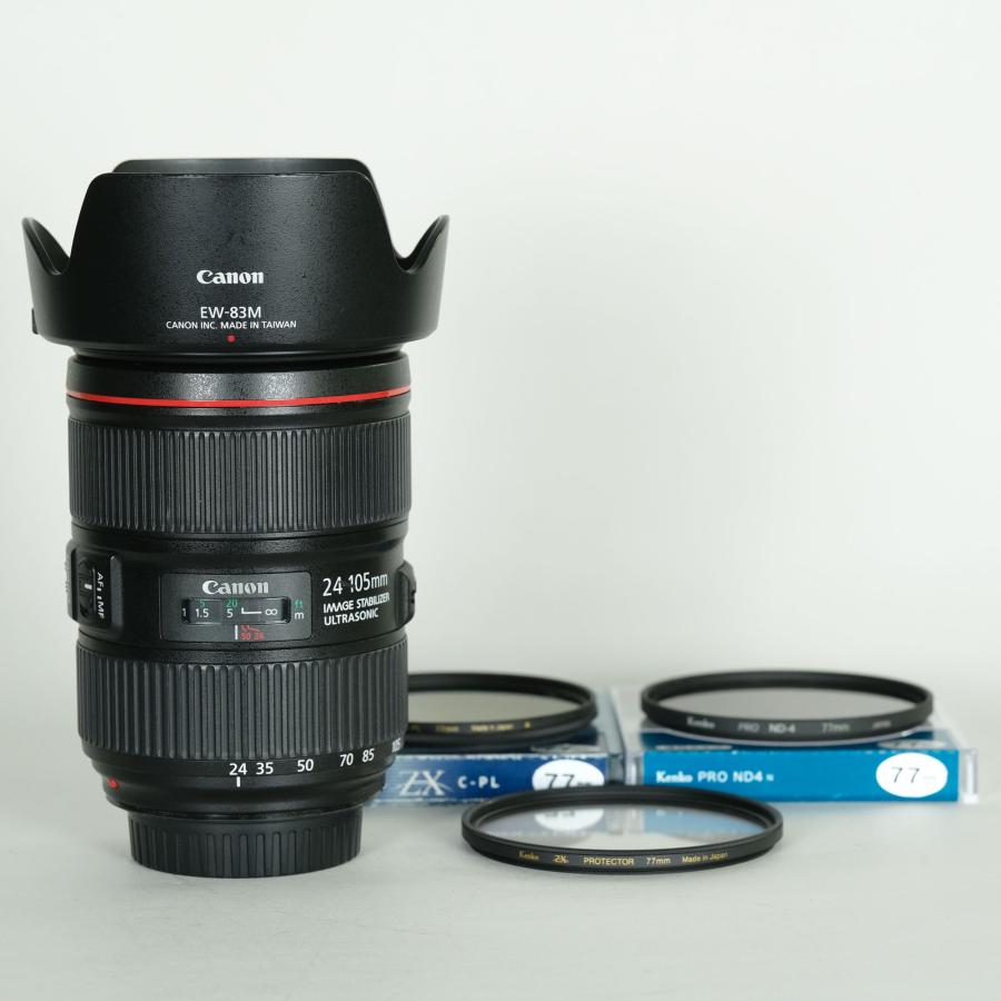美品 Canon EF24-105mm F4L IS II レンズフィルター付き 良品 | 高級フィルター3種付] Canon EF24-105mm F4L IS II USM EF