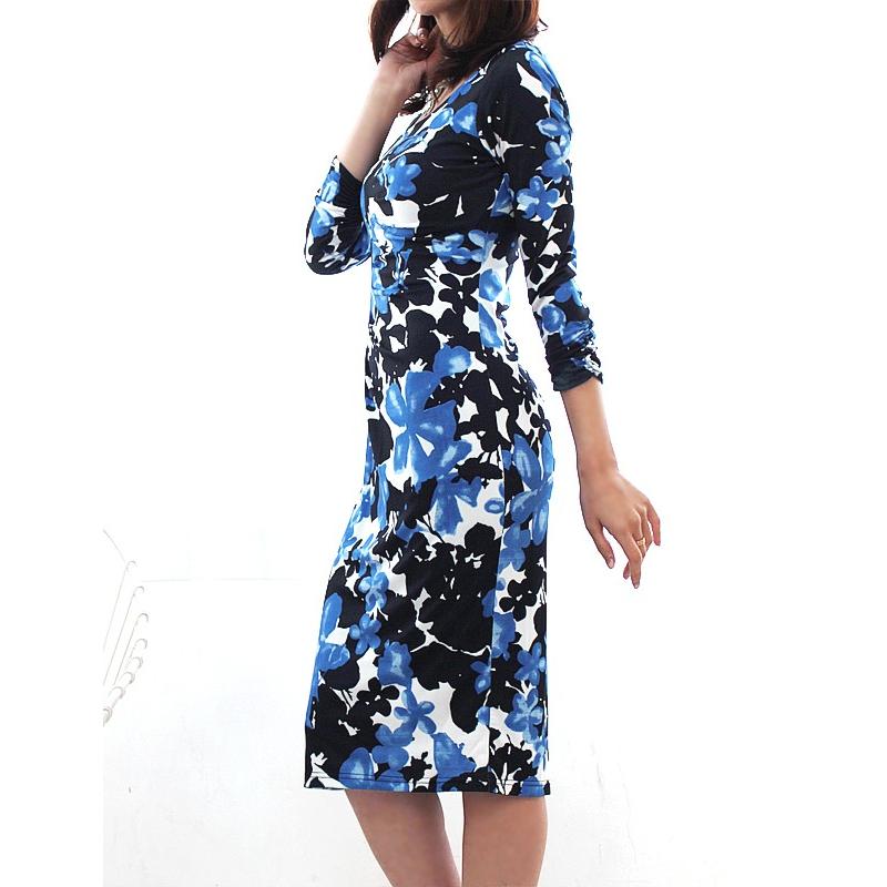 ワンピース 花柄 ジャージー 7分袖 タイト 30代 40代 ファッション 通勤 オフィス Ol 会社 きれいめ 上品 オフィス パーティ 632 T15 Onescene 通販 Yahoo ショッピング