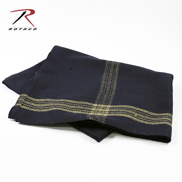 ROTHCO ロスコ / WOOL BLANCKET (NAVY/GOLD STRIPE) (ブランケット ひざ掛け 大判 毛布 157×