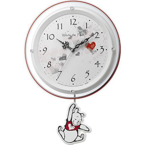 RHYTHM(リズム) 8MX407MC03 白パール色 くまのプーさん 電波掛け時計