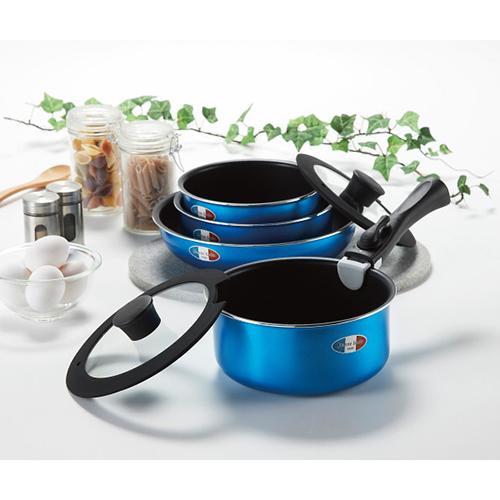 ジャンヌエコール着脱ハンドル鍋4点セット ブルー IH対応 フライパン 鍋 ジャンヌ・エコール 着脱ハンドル鍋4点セット[代引不可] : ワンズ