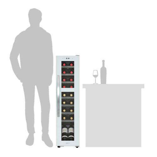 【長期保証付】デバイスタイル(deviceSTYLE) DCG-C18S-W ホワイト ワインセラー 上下室完全独立制御 2温度帯 コンプレッサー式 18本収納 幅290mmの画像