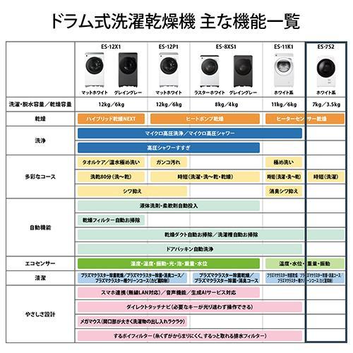 標準設置料金込】【長期保証付】シャープ(SHARP) ES-7S2-WR ホワイト系