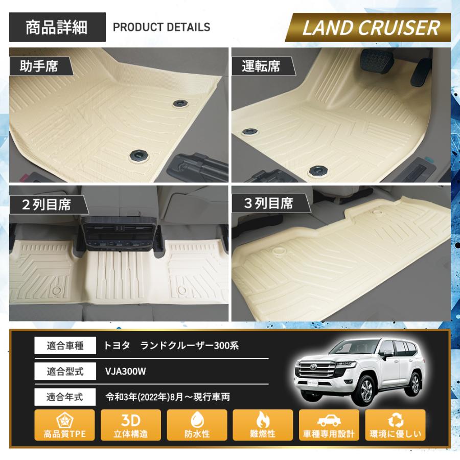 フロアマット ランドクルーザー300 7人乗り ベージュ 運転席 助手席