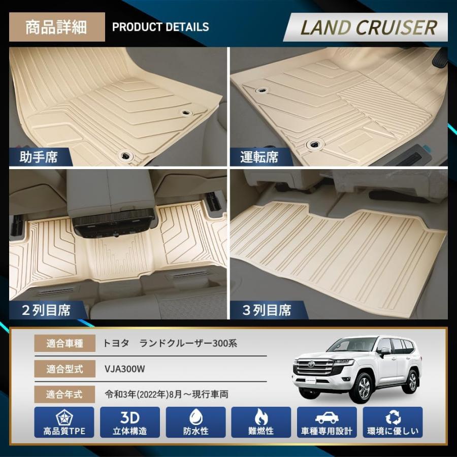ランクル300 フロアマット　純正　7人　3列 フロアマット ランドクルーザー300 7人乗り ベージュ 運転席 助手席