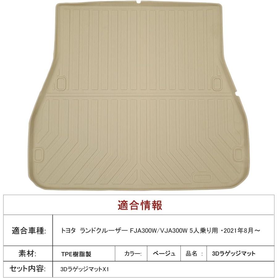 トランクマット ランドクルーザー300 ラゲージマット 5人乗り ベージュ 