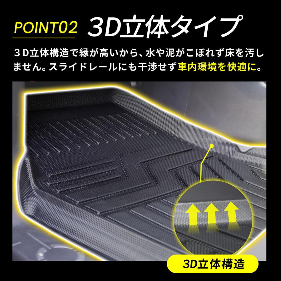 フロアマット デリカD5 運転席 助手席 7人乗り 8人乗り 立体構造 3D 耐