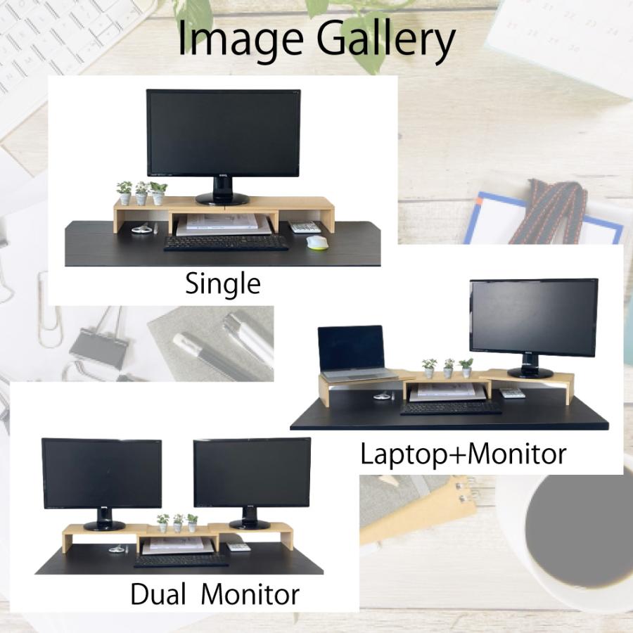 モニター台 伸縮 モニタースタンド 卓上 木製 おしゃれ 大型 2台 100cm 80cm デスク上 机上台 机上ラック PC台 プリンター台 PCラック PCスタンド 机上棚｜onesshop｜08