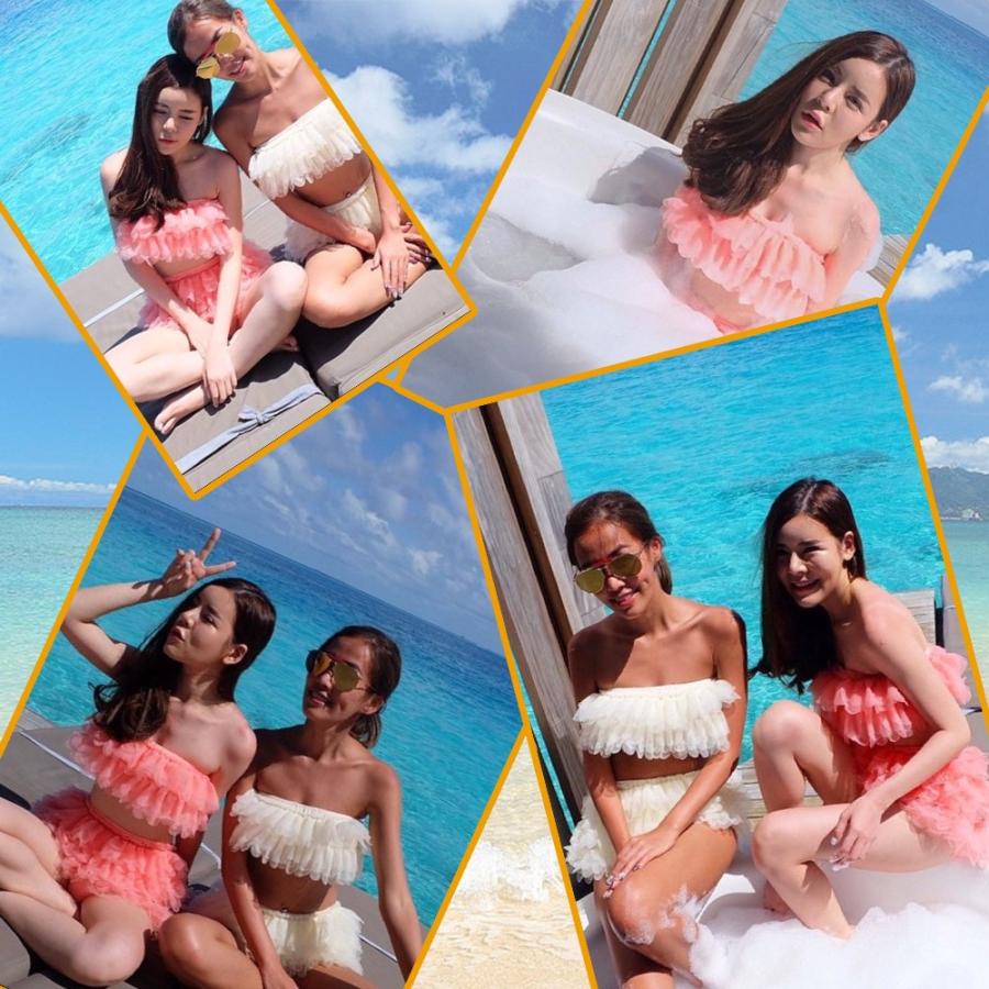 水着 ビキニ レディス ふわふわ 天使 フリル バンドゥ レース こじはる