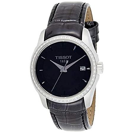 売り切れ必至！ Tissot Couturier Black Dial Diamond Ladies Leather Watch T035.210.66.051.00 腕時計