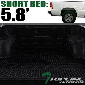 TLAPS Black Rubber Diamond Plate Truck Bed Floor Mat Liner For 04-06 Chevy