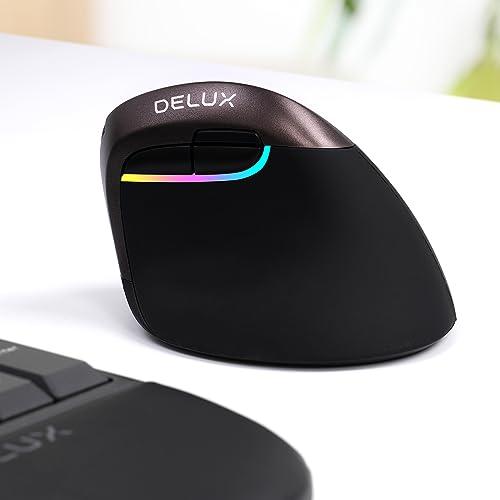 DELUX エルゴノミクスマウス 無線 静音 小型 縦型マウス 4000DPI Bluetooth、2.4GHZ、有線3つのモード RGBライト 充電｜onetoday｜09