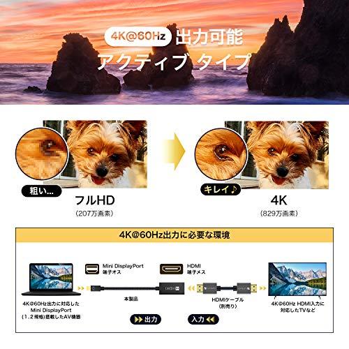 iVANKY Mini DisplayPort to HDMI 変換アダプタ【4K@60Hz/20cm】Thunderbolt to HDMI App｜onetoday｜02