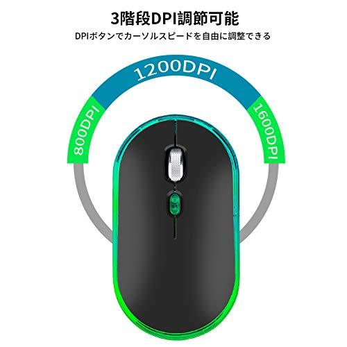 CHONCHOW ワイヤレスマウス 無線 マウス mac windowsに対応 USB 充電式 7色LEDライト 静音 薄型 軽量 小型マウス 3DP｜onetoday｜04