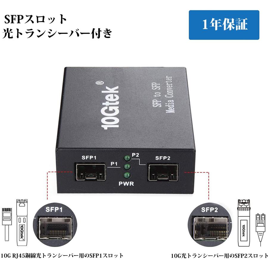 10Gtek 10G 光メディアコンバーター G0200-SFP (Kit #33), 10GBase-T 最大30m, SFP + LRモジュール｜onetoday｜03