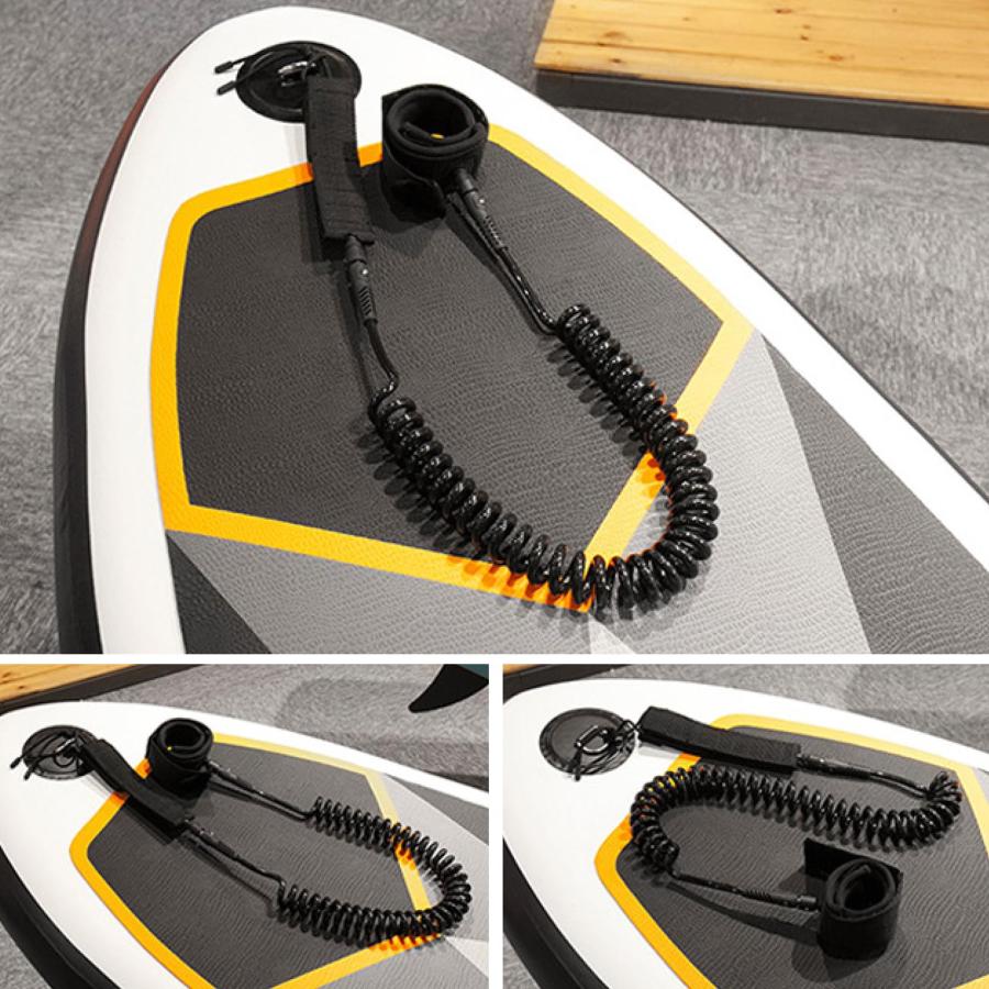 TRIWONDER リーシュコード ショートボード用 サーフィンコード リーシュ 弾性コイル SUP Surfboard Leash (ブラック)｜onetoday｜06