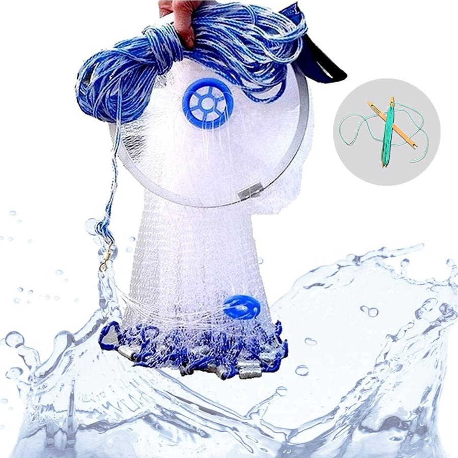 timiland 3.6M 投げ網 手投げ 魚網 投網仕掛け 魚捕り 網 初心者 釣り用の手投げネット 漁具 アルミリングハンドスローイングネット ( | 