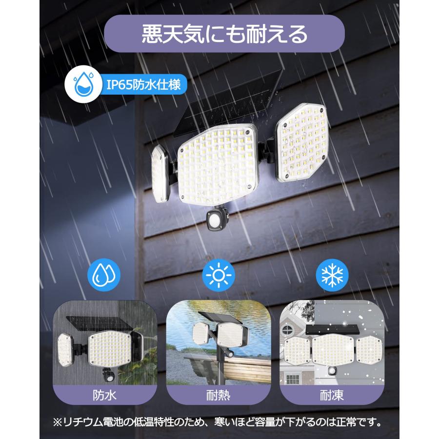 ソーラーライト 屋外 人感 センサーライト 【2Way 埋め込み・壁掛け】 208LED 3面発光 2200mAh 高輝度 ガーデンライト 明暗センサ｜onetoday｜06