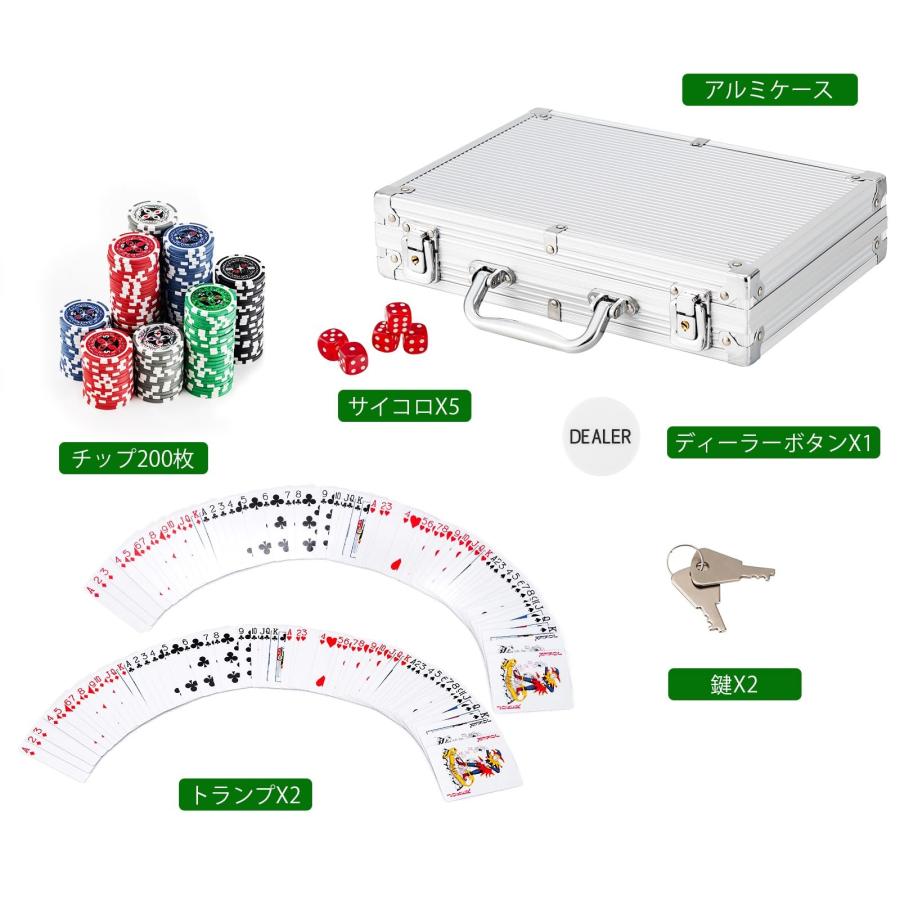 BestBuy ポーカーセット チップセット チップ 200枚 ポーカーチップ カジノチップ トランプ付き ブラックケース (200枚